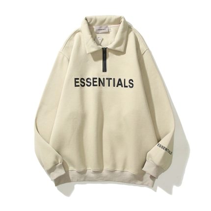 ESSENTIALS Half Zipper CARL’s HoodieCoffee