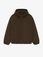 Brushed Hooded Pullover Bomber – Brown
