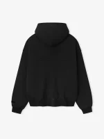 Essentials Embossed Classic Fleece Black Zip-Up Hoodie