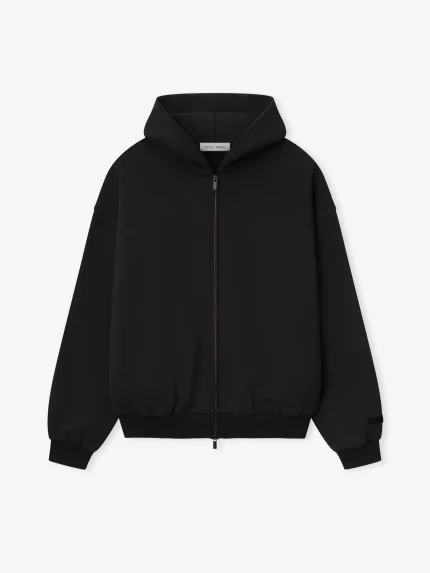 Essentials Embossed Classic Fleece Black Zip-Up Hoodies