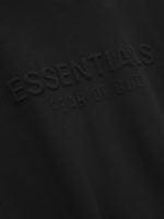 Essentials Embosseds Classic Fleece Black Zip-Up Hoodie