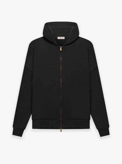 Fleece Zip Up Black Hoodie