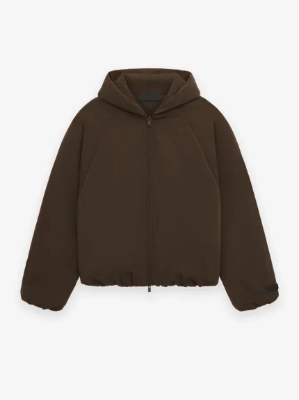 Essentials Military Nylon Hooded Brown Bomber