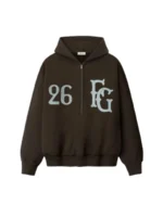 Essentails Baseball Club Half Zip Brown Hoodie